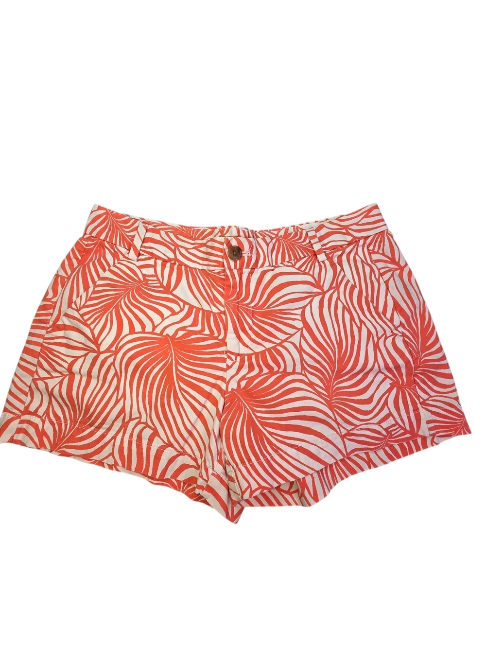GAP Sunkissed Chino Shorts Orange White Tropical Palm Leaf Print Size 6
